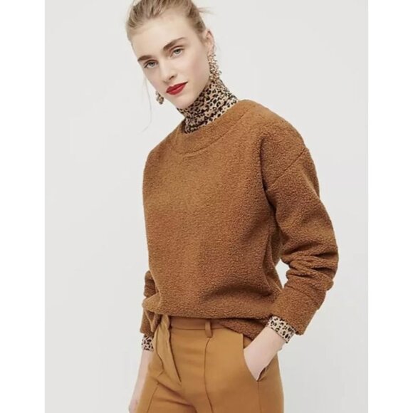 J. Crew Tops - J.CREW teddy cropped sherpa pullover in camel size S